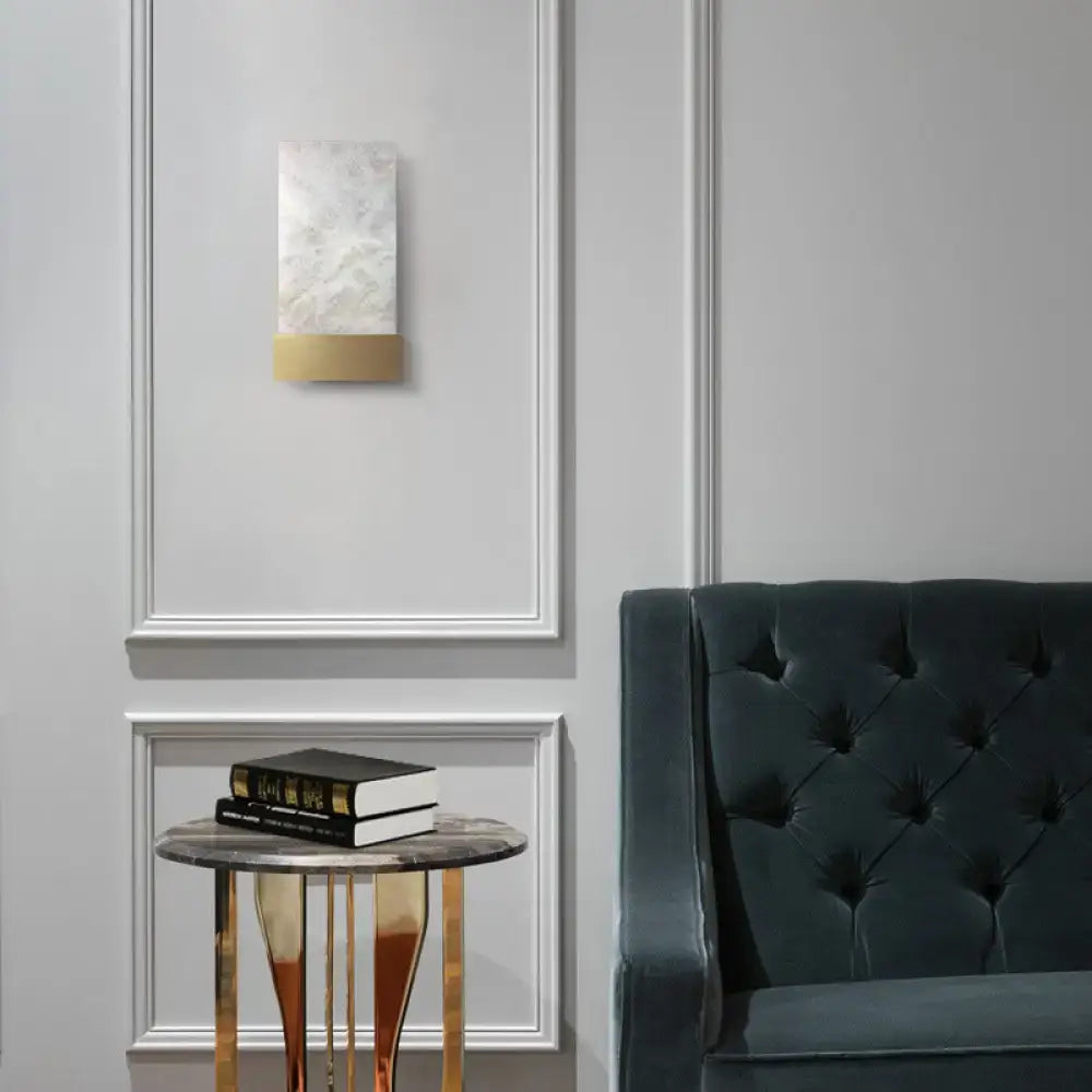 White marbled glass wall sconce with gold base, E26/E27 living room light on Tampa Home & Garden Store