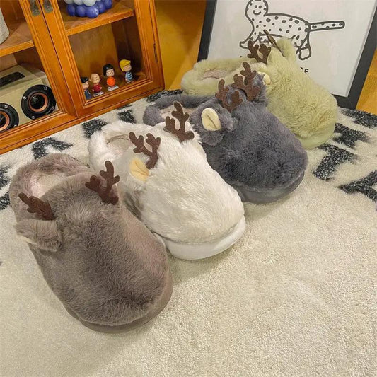 Stevvex fuzzy reindeer slippers with memory foam, indoor outdoor, multi-color set on Tampa Home & Garden Store