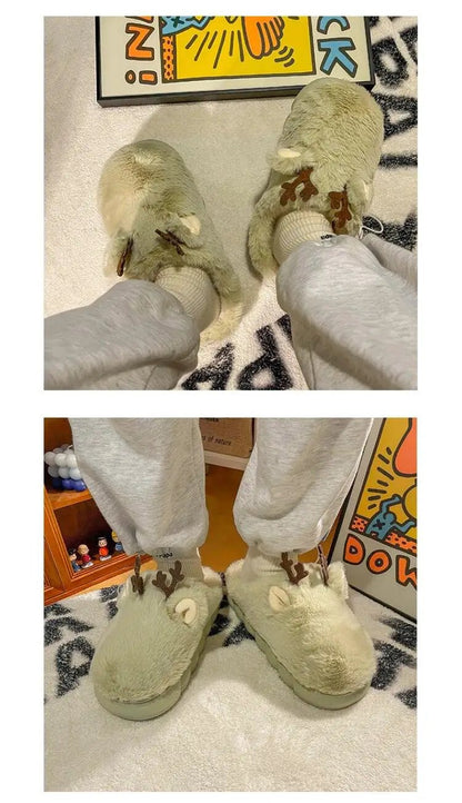 White Fuzzy Slippers for Women Memory Foam Indoor