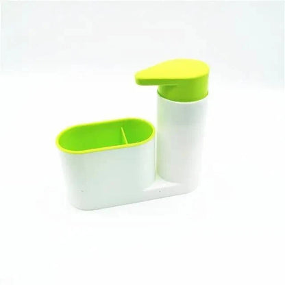 Stevvex white 3-in-1 soap dispenser with lime-green pump and sponge holder on Tampa Home & Garden Store