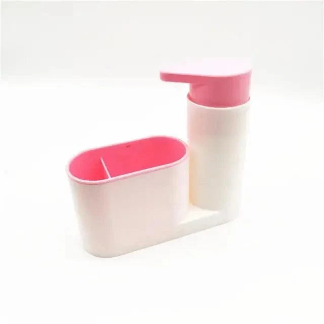 3-in-1 white kitchen soap dispenser with pink pump and sponge brush holder Stevvex on Tampa Home & Garden Store