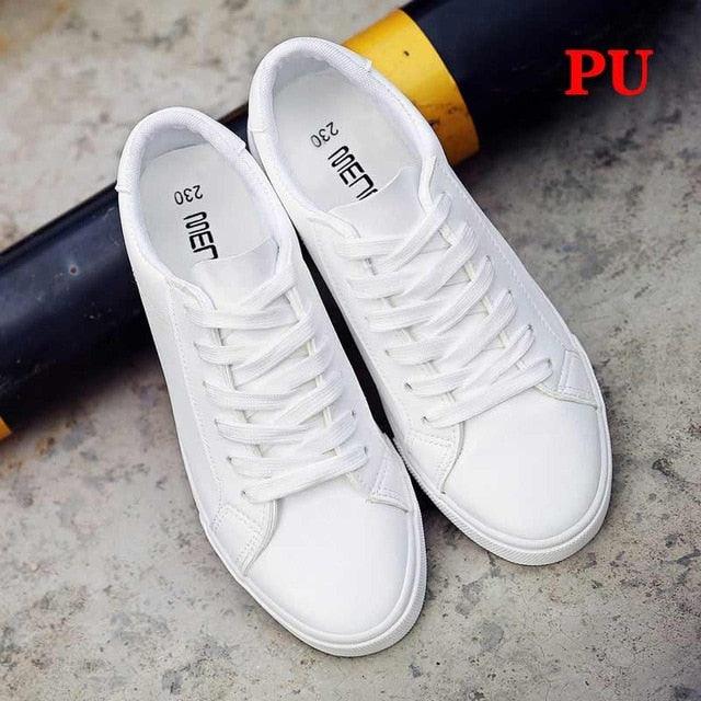 Stevvex white leather canvas sneakers, lace-up pair for women casual walking shoes on Tampa Home & Garden Store