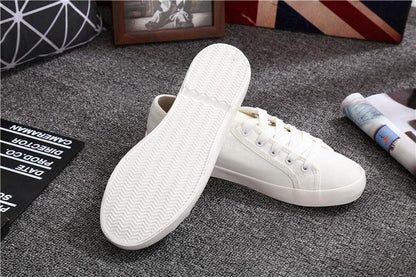 Stevvex women's white canvas sneakers with rubber sole, lace-up casual walking shoes on Tampa Home & Garden Store