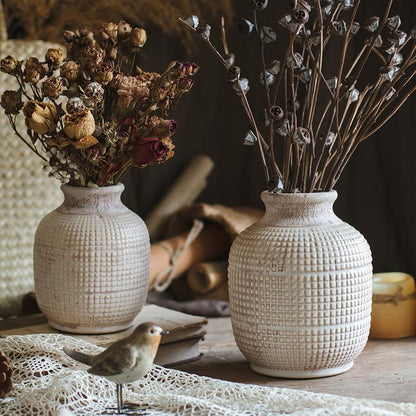 White textured porcelain ceramic jar vases by RusticReach, set of 2 on Tampa Home & Garden Store