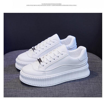 Stevvex white platform sneakers with lace-up leather upper and thick ridged sole on Tampa Home & Garden Store
