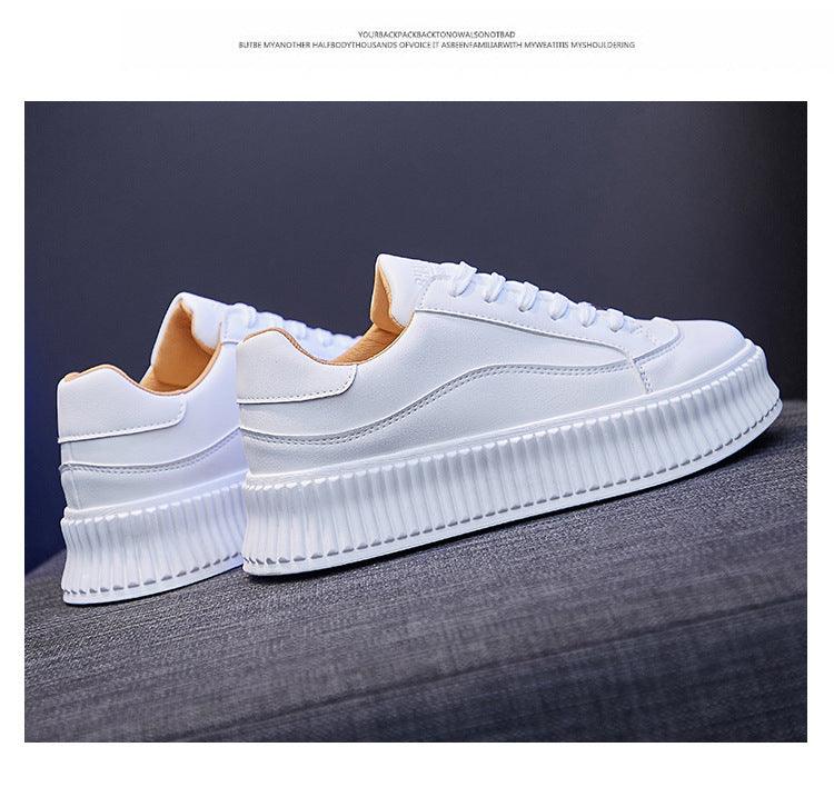 Stevvex white platform sneakers with thick ribbed outsole and leather upper on Tampa Home & Garden Store