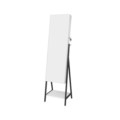 Freestanding Jewelry Cabinet with Full-Length Mirror-Rustic Brown