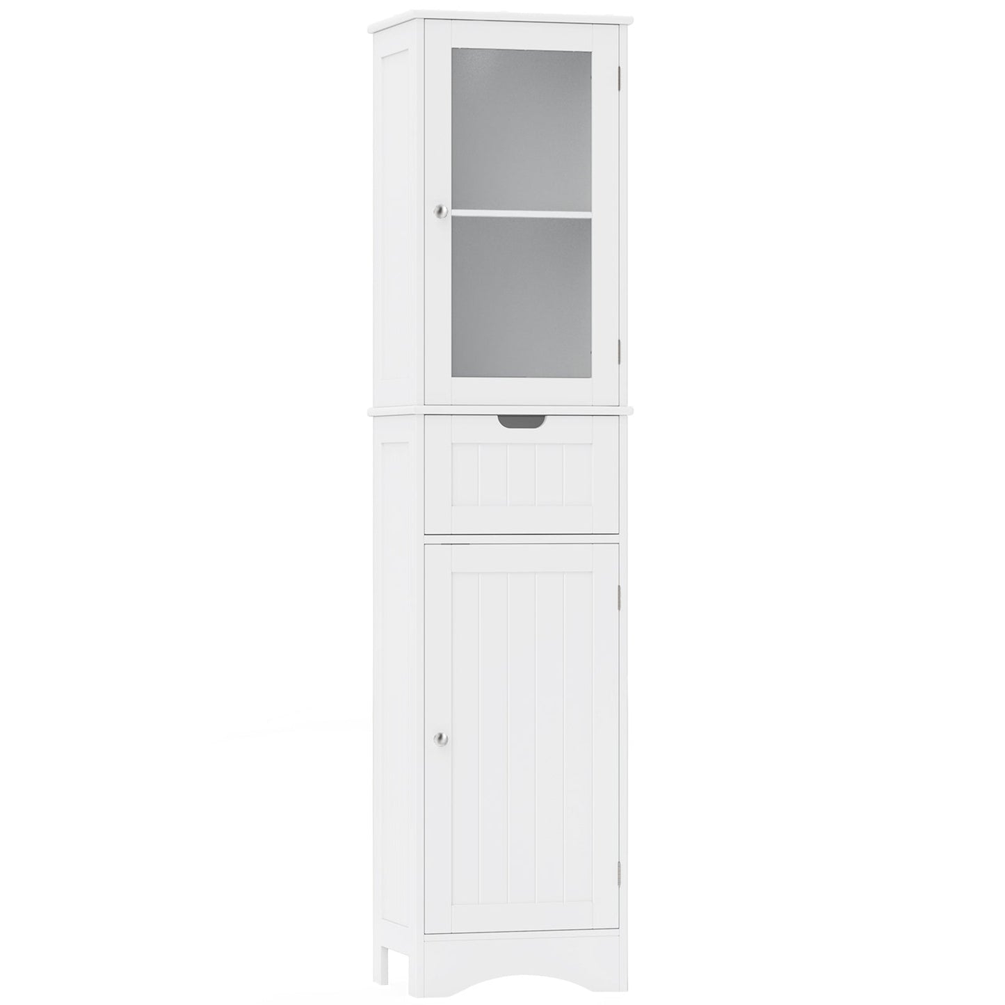 Armario de Almacenamiento Alto para Baño con 2 Puertas y 1 Cajón - Negro