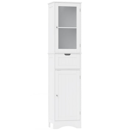 Armario de Almacenamiento Alto para Baño con 2 Puertas y 1 Cajón - Negro