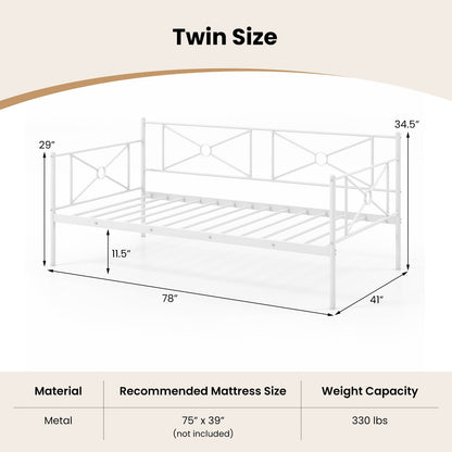 Metal Daybed Twin Bed Frame Stable Steel Slats Sofa Bed
