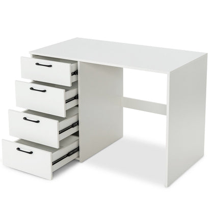 Escritorio para computadora de 43.5 pulgadas con 4 cajones grandes - Blanco