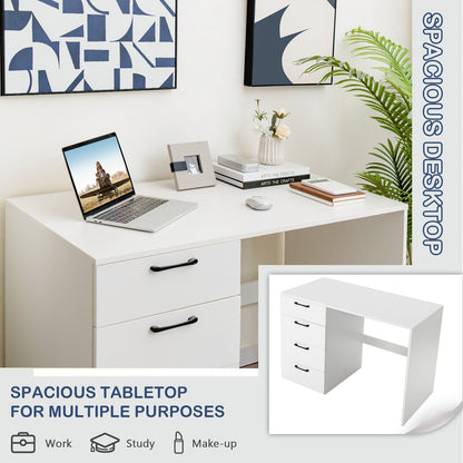 Escritorio para computadora de 43.5 pulgadas con 4 cajones grandes - Blanco