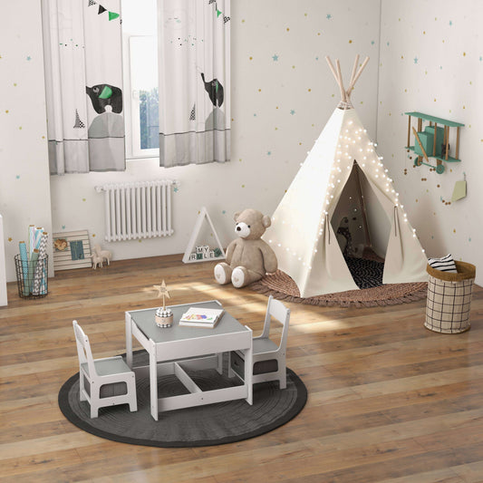 Kids Table Chairs Set With Storage Boxes Blackboard Whiteboard Drawing - Tampa Home & Garden Store