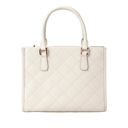 White Quilted Leather Crossbody Bag with Dual Handles