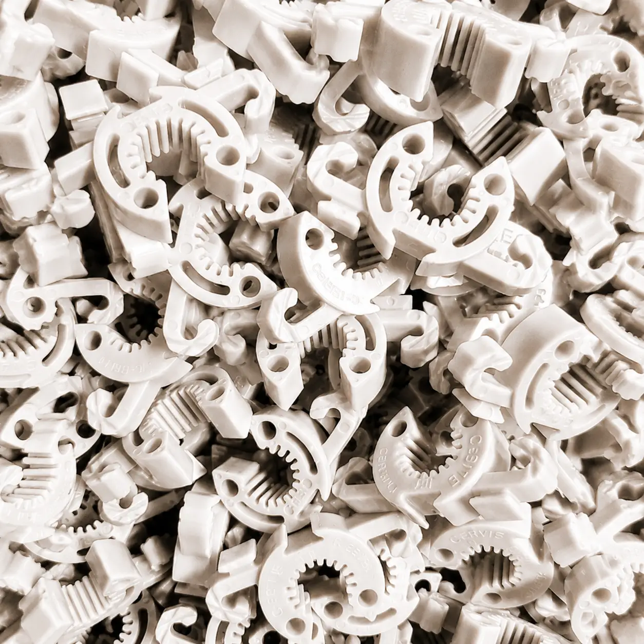 C Bite Garden Stake Clips, white plastic plant-support clamps with serrated teeth, bulk pack on Tampa Home & Garden Store
