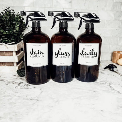 Amber Glass 32oz Reusable Dispenser Bottles