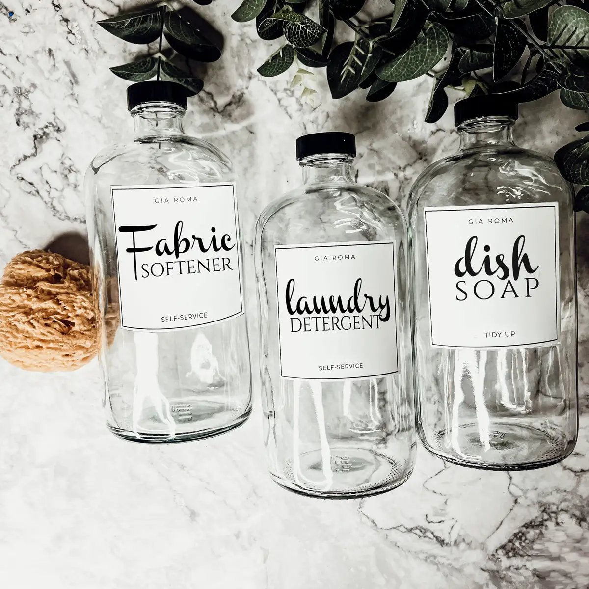 Clear Glass 32oz Reusable Dispenser Bottles