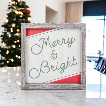 Merry and Bright Wooden Christmas Wall Sign