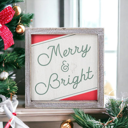 Merry and Bright Wooden Christmas Wall Sign
