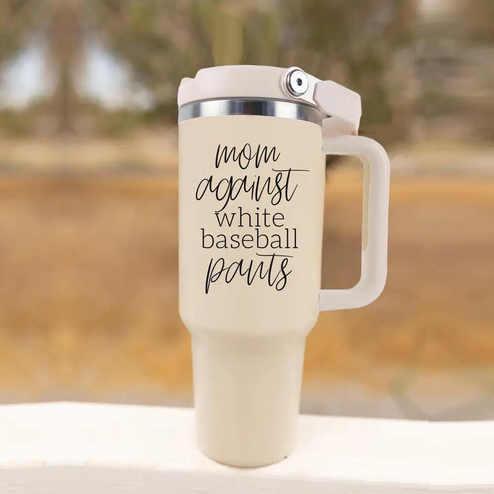 Mom Against White Baseball Pants Tumbler