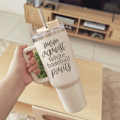 Mom Against White Baseball Pants Tumbler