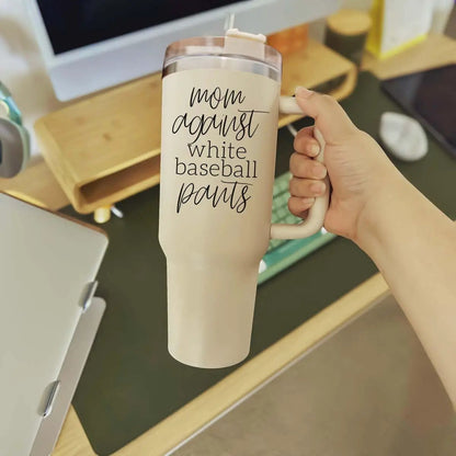 Mom Against White Baseball Pants Tumbler