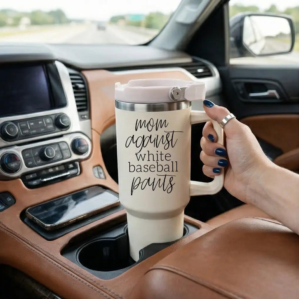 Mom Against White Baseball Pants Tumbler