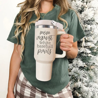 Mom Against White Baseball Pants Tumbler
