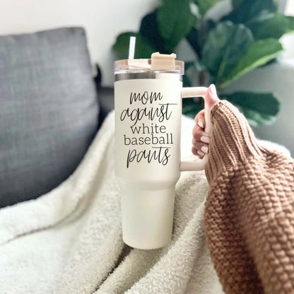 Mom Against White Baseball Pants Tumbler