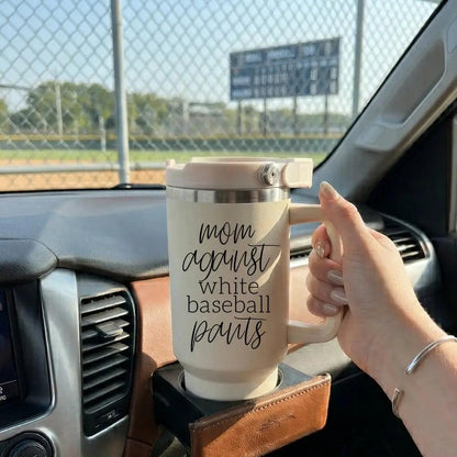 Mom Against White Baseball Pants Tumbler