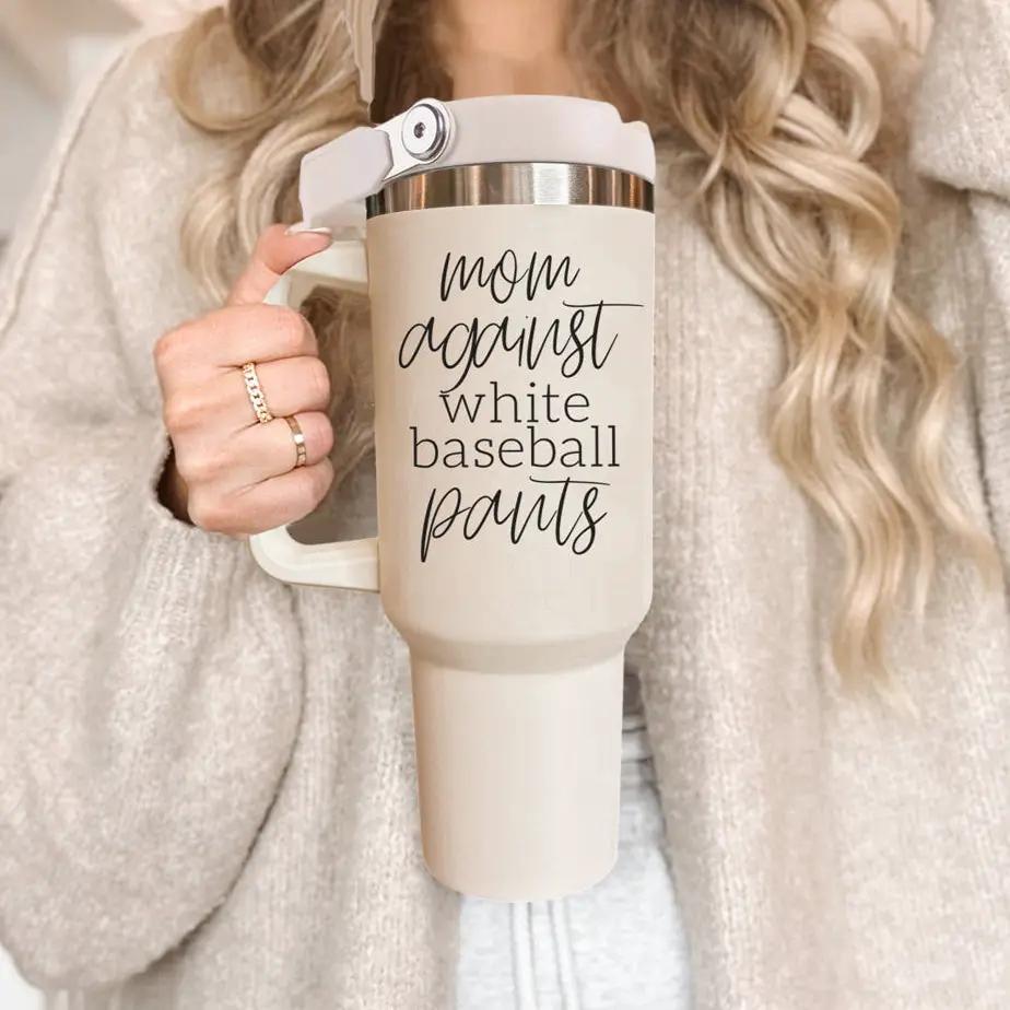 Mom Against White Baseball Pants Tumbler
