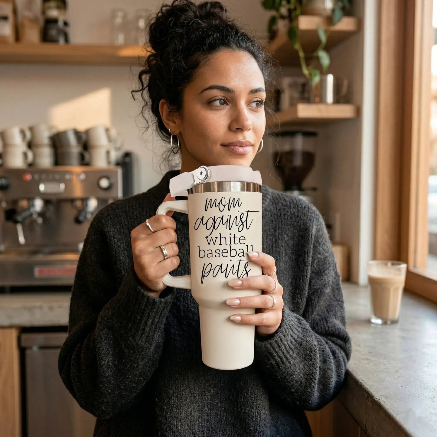 Mom Against White Baseball Pants Tumbler