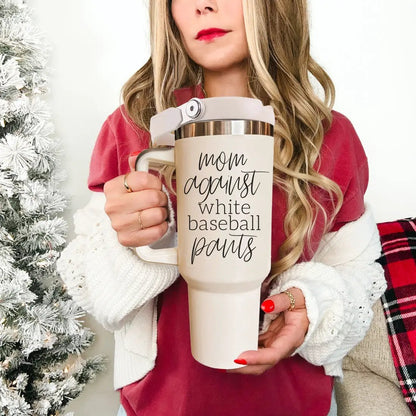 Mom Against White Baseball Pants Tumbler
