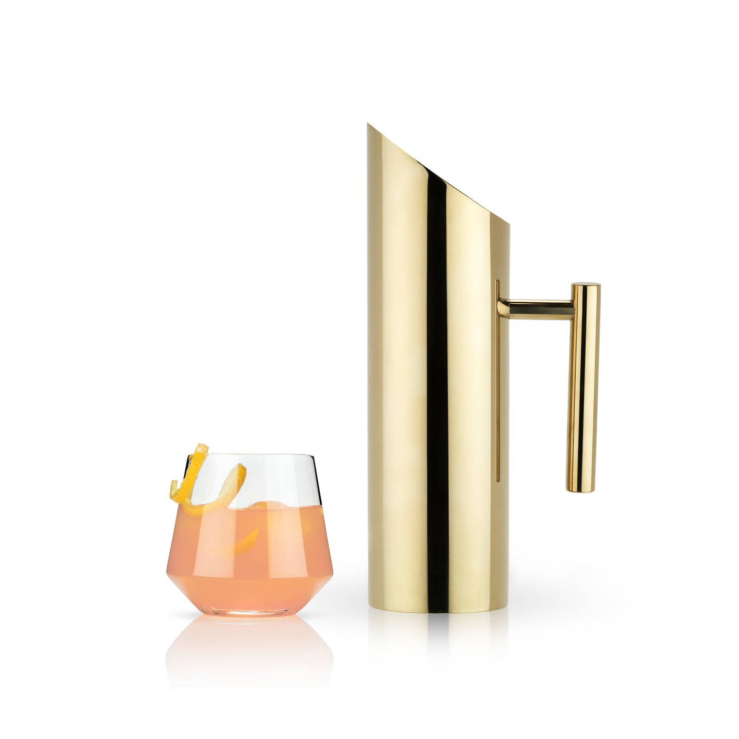 Modern Stainless Steel Pitcher With a Gold Tone