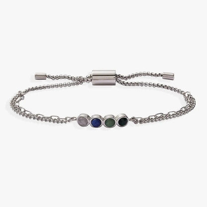 Bracelet Alex and Ani Bolo with five multicolor stones on a silver-tone chain on Tampa Home & Garden Store
