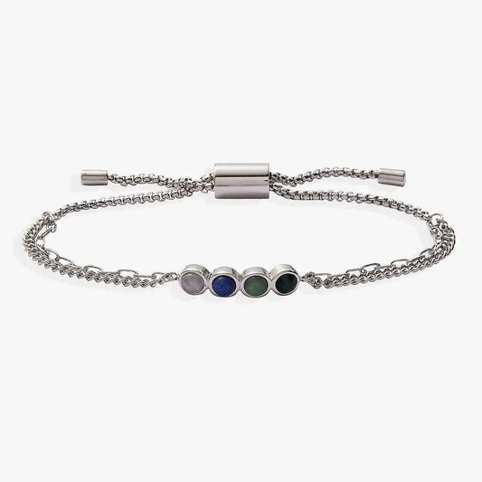 Bracelet Alex and Ani Bolo with five multicolor stones on a silver-tone chain on Tampa Home & Garden Store