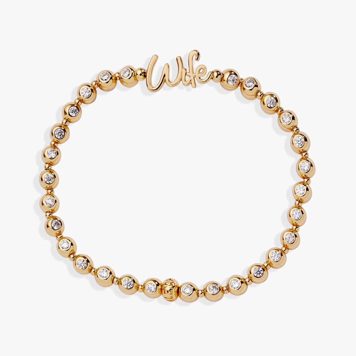 Wife Elongated Crystal Stretch Bracelet, gold-tone beads with crystal accents ALEX AND ANI on Tampa Home & Garden Store