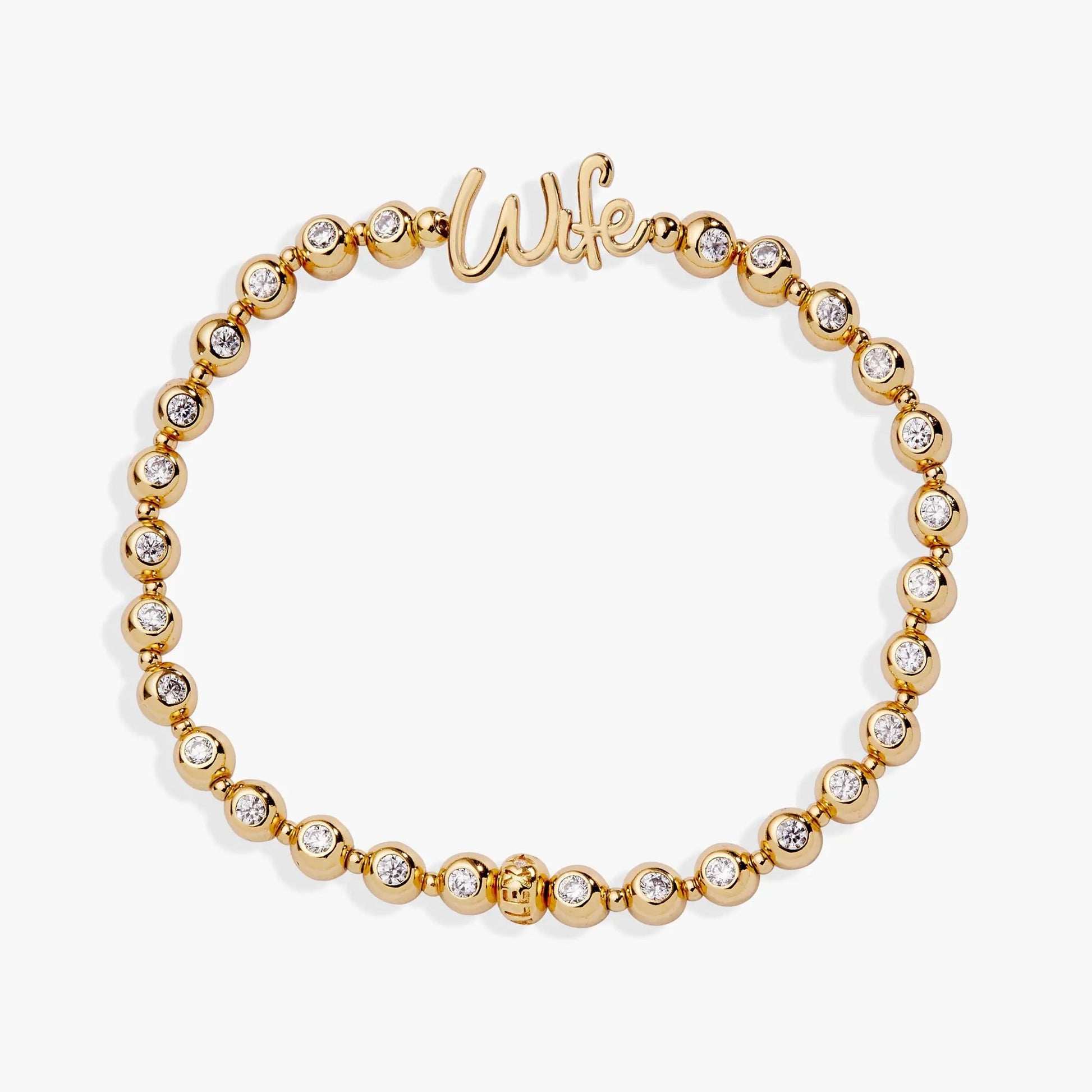 Wife Elongated Crystal Stretch Bracelet, gold-tone beads with crystal accents ALEX AND ANI on Tampa Home & Garden Store