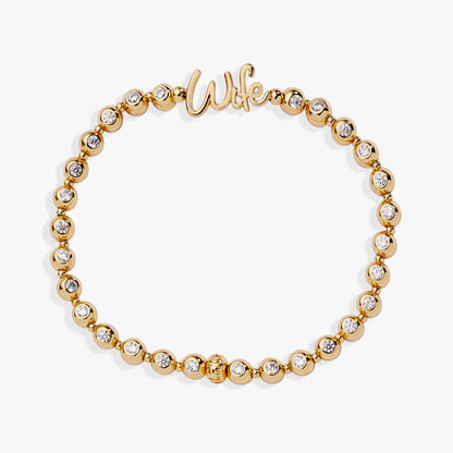 Wife Elongated Crystal Stretch Bracelet, gold-tone beads with crystal accents ALEX AND ANI on Tampa Home & Garden Store