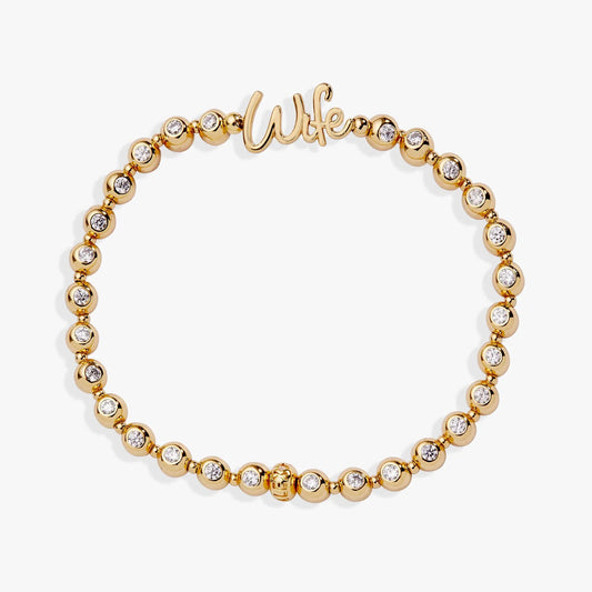 Wife Elongated Crystal Stretch Bracelet, gold-tone beads with crystal accents ALEX AND ANI on Tampa Home & Garden Store