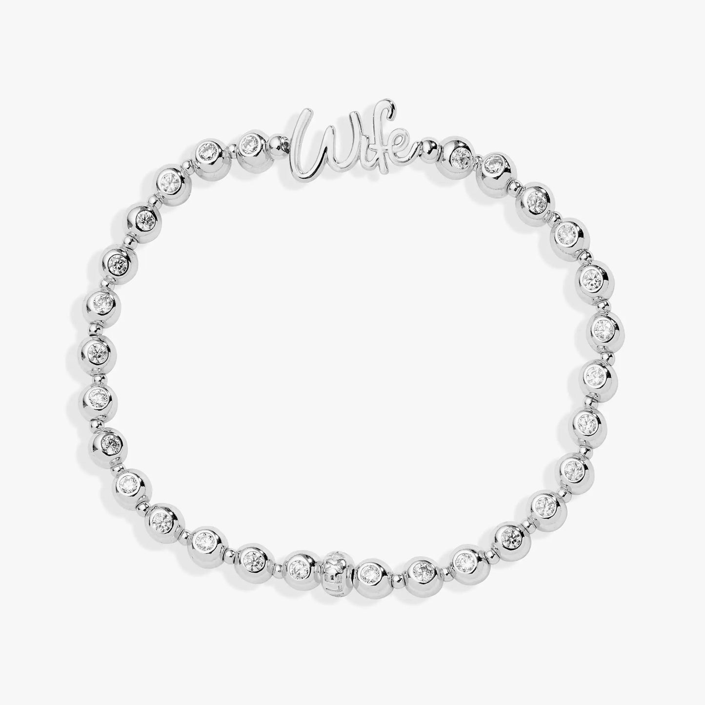 Wife elongated crystal stretch bracelet with silver-tone beads and crystal accents on Tampa Home & Garden Store
