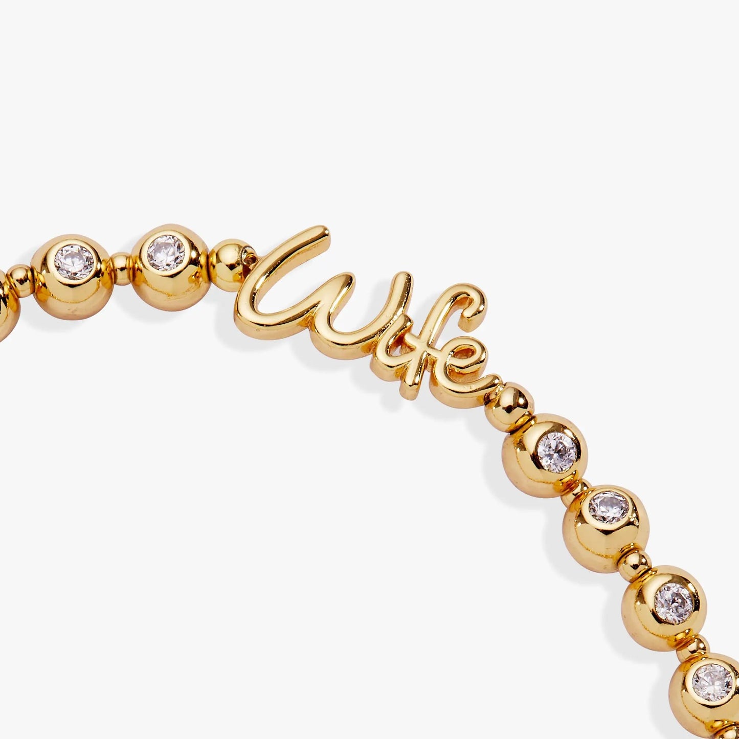 Wife Elongated Crystal Stretch Bracelet by ALEX AND ANI, gold-tone beads with crystal accents on Tampa Home & Garden Store