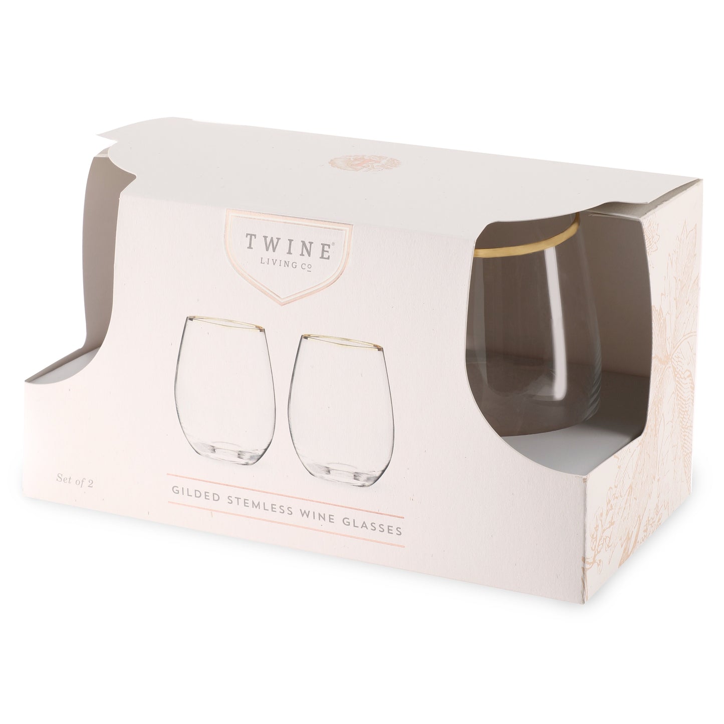 Gilded Stemless Wine Glasses and Gold Rim Set