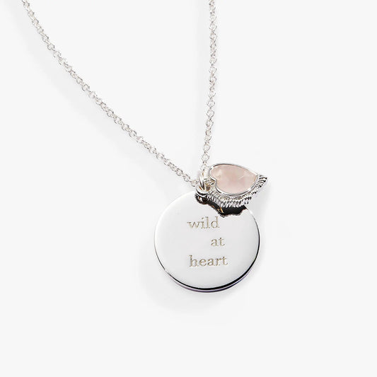 Alex and Ani Wild at Heart duo charm pendant necklace silver chain with pink stone on Tampa Home & Garden Store