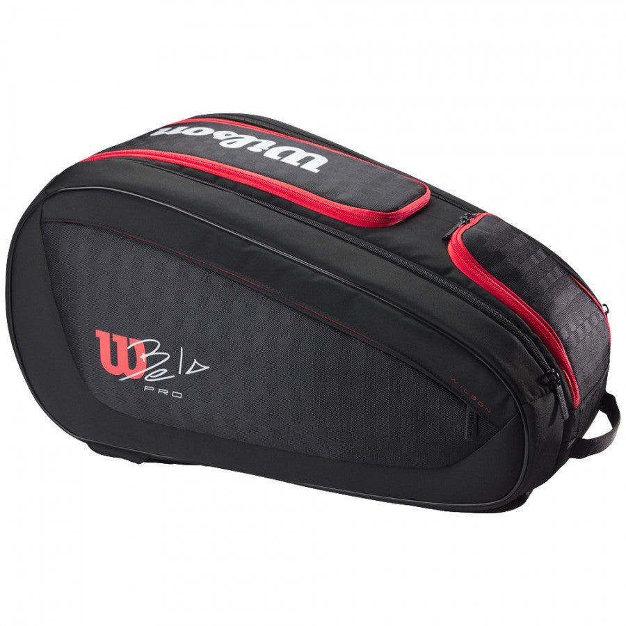 Wilson Padel Racket Bag Bela V3 in black with red zippers and logo on Tampa Home & Garden Store