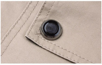 Stevvex windproof bomber jacket beige fabric close-up with metal snap button and stitching on Tampa Home & Garden Store