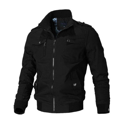 Stevvex black windproof bomber jacket for men, lightweight windbreaker with zip pockets on Tampa Home & Garden Store