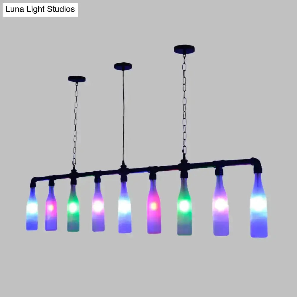 Modern 7-light wine bottle island pendant by Decorbites with colorful glass shades on Tampa Home & Garden Store