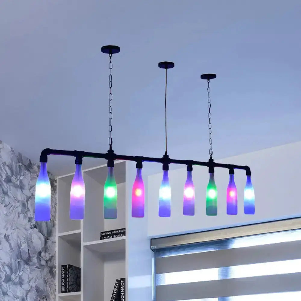 Modern 7-light wine bottle island pendant by Decorbites with colorful glass shades on Tampa Home & Garden Store