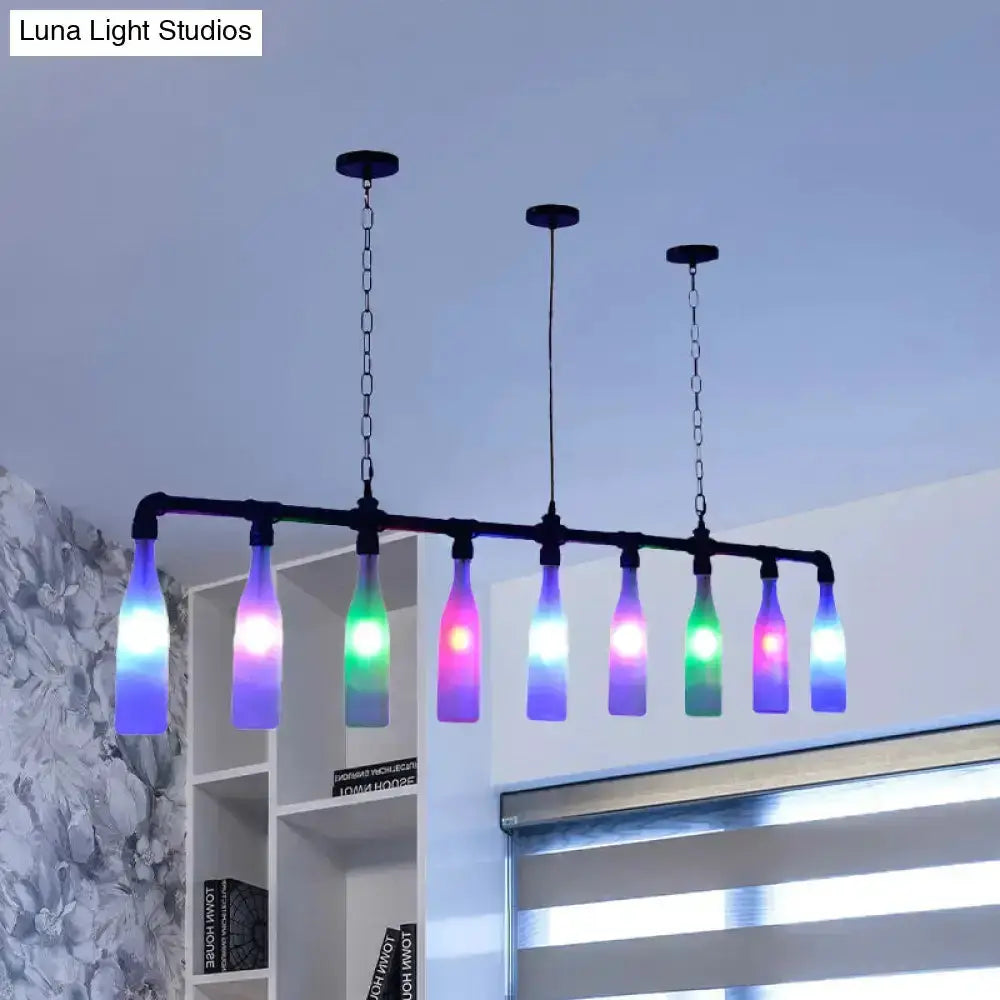 Modern 7-light wine bottle island pendant with colorful glass shades by Decorbites on Tampa Home & Garden Store